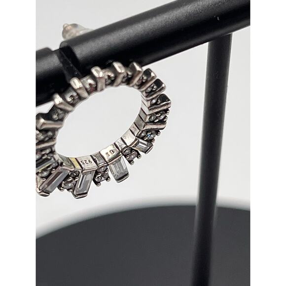 Pandora ALE Baguette CZ Ice Cube Wreath In 925 Sterling‎ Silver Earrings - Picture 3 of 8
